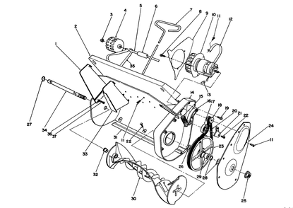 Housing And Rotor Assembly Diagram and Parts List for 38005 (2000001 - 2999999)(1200) Lawn Boy Snow Blower